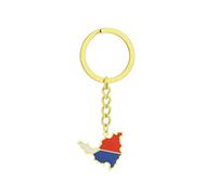 UOMSKTY Saint Martin Island Map Flag Pendant Keychains - Ethnic Enamel Geometric Keyrings Jewelry Country Souvenir Gift, Vintage Charm Trend Key Holders Car Key Bag Accessories,Yellow