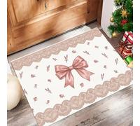 UOMSKTY Sweet Retro Door Mats Indoor, Dirt Trapper Mat Absorbent Non-Slip Low Profile Doormat For Entrance, Kitchen,Front Door Mat Washable For Pets And Dogs Red Bean Paste Powder, Bows, Lace