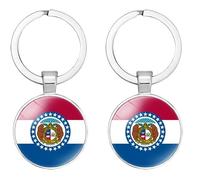 UOMSKTY Usa Missouri Flag Hanging Ring Keychain For Women Men, Fashion Trend Charm Country Patriotic Souvenir Keyrings For Car Key Bag Accessories 2Pc/Set Missouri One Size