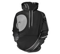UOMSKTY Vinyl Records Long Sleeve Unisex Hoodies, 3D Print Stylish Modern Music Pullover Hooded, Soft and comfy Adult Top Black Sweatshirt Hoodies with Big Pockets for Men L