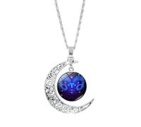 UOMSKTY Zodiac Sign Pendant Necklaces For Women - Hollow Moon Pendant，12 Constellation Charm Astrology Necklace Horoscope Jewelry Birthday Gift,Aries,50Cm