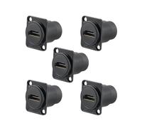 Uonecn 5-Pack HDMI 2.0 Panel Mount Coupler D-Shape HDMI Coupler Female to Female 4K@60Hz Pass-Through Adapter for Industrial Cameras, Monitors, PC, Audio Devices, Black