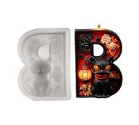 Uonguon 3D alphabet silicone mould, black cat scary decoration made of resin, DIY candle mould making, for soap, clay, chocolate, crafts, holiday, party, home, office, room, desk, school