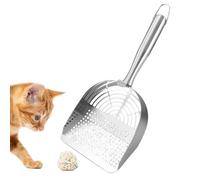Uonguon Cat Litter Scoop, Stainless Steel Cat Scooper for Litter Box, Ergonomic Handle & Hollow Sand Sifter, Pet Supplies for Clean, 12.8 x 5.31 x 1.57 Inches, Portable and Sturdy
