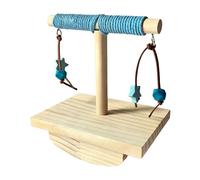 Uonguon Parakeet Training Rack - Portable Tabletop Base, Compact Size with Play Swing, Natural Driftwood Frame, Stable Non-Slip Grip, Macaw Exercise Gym for Animal Shelters, Unobtrusive Aesthetic
