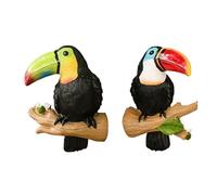 Uonguon Parrot Decor, Resin Parrot Sculpture, Set of 2 Colorful Tropical Bird Statues, Lifelike Animal Design, Sturdy Vibrant, for Garden, Patio, Balcony, 6.89x4.72x2.56 Inch