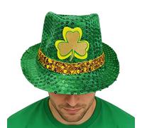 Uonguon Saint Patricks Hat | Elegant Irish Festival Accessories - St Patricks Day Top Hat with Gold Shamrock - for Adults Kids Women Men Holiday Festival Party Dance Performance Stage