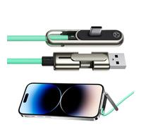 Uonguon Sideways Phone Charger,240W Foldable Double Head Fast Charging Cord,2 In 1 Invisible Holder Charger Cable Stand | for Smartphones Tablets Electronics Outdoor Travel Camping Hiking