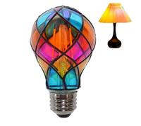 Uonguon Stained Glass Light Bulb,E26 4W 120V LED Colored Lightbulb - Atmosphere Lighting,for Party Halloween Festive Bedside Lamp Indoor Christmas Room Garden Balcony