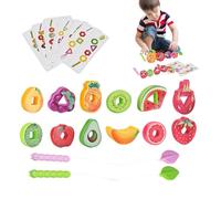 Uonguon Threading String Toy, Wooden Fruit Block Game, Shape Matching Classification Activity, Interactive Lacing Puzzle for Learning Development, Early Teaching Tool, 8.27x1.97x5.51 Inches