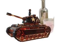 Uonguon Whiskey Glass Bottles - 350ml Tank Design Drink Container, Armored Vehicle Decanter, Heavy Base Spirits Vessel, Decorative Glassware for Family Gathering Party Christmas