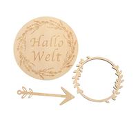 Uonlytech 1 Set Pregnancy Growth Ornaments Personalized Newborn Photography Prop Birth Announcement Sign for Hospital Monthly Milestone Marker Infant Wood Arrow Plaque Baby