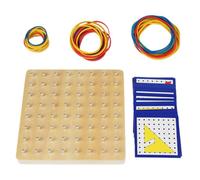 Uonlytech 1 Set Wooden Geoboard Set for Geometry Learning Tool with Rubber Bands Educational Math Puzzle Board for Creative Shape Building and Fine Motor Skills Development
