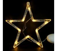Uonlytech 10 Led Battery Operated Five-Pointed Star Window Lights with Suction Cup Indoor Hanging Fairy Lights for Christmas Party Home Wedding Decoration