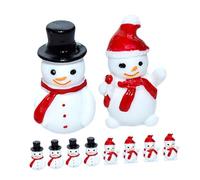 Uonlytech 10 Pcs Mini Resin Christmas Snowman Dolls with Black and Red Hats, Tiny Snowman Figurines for DIY Dollhouse, Xmas Micro Landscape and Tabletop Decorations in 2 Colors