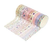 Uonlytech 10 Rolls Floral Washi Tape Set Hot Stamping Handbook Tape for Scrapbook DIY Crafts for Home Decoration Journaling