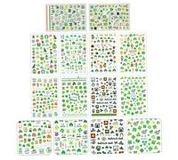 Uonlytech 10 Sheets Clover Nail Art Stickers Festival Manicure Decals Self-Adhesive Nail Decorative Stickers for Party and Everyday Use