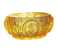 Uonlytech 10cm Yellow Crystal Cornucopia Wealth Bowl Ornament Feng Shui Treasure Basin for Home and Office Table Decor Chinese Prosperity Money Basin Centerpiece