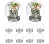 Uonlytech 10Pcs 150Ml DIY Snow Globe Kit Plastic Ball Shape Water Globes with Screw Cap for Crafting and Holiday Decorations