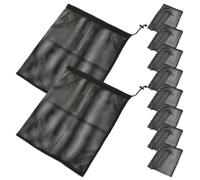 Uonlytech 10Pcs Black Mesh Drawstring Bags 30x25cm Laundry Storage Sacks Multi-Purpose Net Bags for Sports Equipment, Travel, Golf, and Swimming Gear