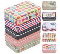 Uonlytech 10Pcs Decorative Tins with Lids Storage Box for Small Presents and Candies Lightweight Tinplate Storage Box with Rounded Corners for Banquet and Celebration