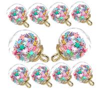 Uonlytech 10pcs Glass Balls Charms Set Creative DIY Pendant Keychain Jewelry Making for Earrings Necklaces Bracelets and More for Crafting with Family and Friends