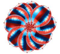 Uonlytech 10Pcs Red and Blue Striped 4D Round Foil Balloons for Birthday Carnival Party Decorations, Circus Theme Airplane Birthday Party Supplies