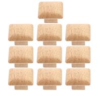 Uonlytech 10pcs Wooden Door Knobs Solid Wood Square Cabinet Knobs for Drawer and Door Handles, Natural Khaki Colour, Simple Style to Protect Furniture, for Home Use