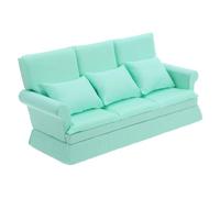 Uonlytech 12 Miniature Dollhouse Sofa Set with 3 Pillows, Lake Blue Tiny Couch for Doll Living Room, Modern Dollhouse Couch Decoration Furniture
