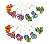 Uonlytech 12pcs Cartoon Snake Key Chain Set Assorted Colour Pvc Material, Decorative and Organises Keys, Bag Or Backpack Pendant Accessory for Party Favors
