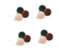 Uonlytech 12pcs Flocked Christmas Tree Baubles with Gold Thread Plush Soft Holiday Ornaments Brown and Dark Green for Festive Tree Wreath Garland Decorations