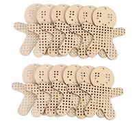 Uonlytech 12pcs Handmade Cross-Stitch Patch Decor Embroidery Blanks Gingerbread Man Wood Cutouts Cross Stitch Ornament Kit Blank Wood Tag Hanging Tags Embroidery Mesh Grid Beige