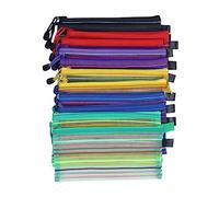 Uonlytech 12pcs Mesh Zipper Pouch Pencil Case for Office Supplies Cosmetics Travel Toiletries Bag