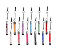 Uonlytech 12pcs Universal Capacitive Stylus Pens for Smartphones and Tablets, Crystal Dome Tip Touch Pen for Handwriting, Mixed Colours, Metal and Plastic Material, Does Not Random Color