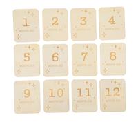 Uonlytech 12pcs Wooden Discs Printed Wooden Slices for Monthly Cards Milestone Cards Photo Props Counting down Age
