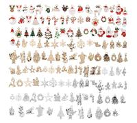 Uonlytech 150Pcs Christmas Charms Set for Jewelry Making, Alloy Snowflake Santa Pendants, DIY Christmas Necklace and Bracelet Accessories for Festive Decoration