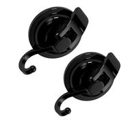 Uonlytech 2 Pcs Black Vacuum Suction Wall Hooks Removable Utility Hooks for Kitchen and Bathroom, Abs and TPU Material, Will Not Scratch Or Damage Surfaces