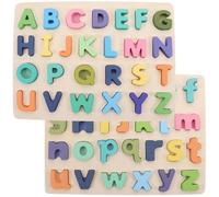 Uonlytech 2 Sets Wooden Alphabet Puzzle for, Educational Matching Lowercase English Letters, Cognitive Letter Blocks for Early Learning and Logic Development