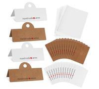 Uonlytech 200pcs Jewelry Packaging Bags with Handmade Cards White Folded Cards Clear Display Pouches for Crafts and Small Business Jewelry