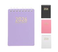 Uonlytech 2026 Pocket Spiral Planner Set A7 Size Coiled Notebooks with Monthly Calendar, 4-color (white, Pink, Black, Purple) Portable Schedule Organizer for Work and Personal Use