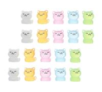 Uonlytech 20pcs Glow-in-the-Dark Mini Resin Cat Figurines, Small Japanese Cat Figures for Fairy Garden, Dollhouse Animal Ornaments, Tiny Luminous Statues for Micro Landscape Decor