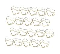 Uonlytech 20pcs Golden Metal Double Layer Love Shaped Memo Holders Reusable Adorable Note Clips for Business Cards and Photos Small Space Saving Decorative Photo Clips