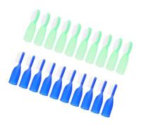 Uonlytech 20pcs Small Soft-Bristle Prison Toothbrushes with Short Handles, Finger Guards, Portable Mini Toothbrushes for Mental Health and Detention Oral Care (Blue Light Green)