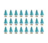 Uonlytech 24Pcs Mini Snowy Christmas Tree Tabletop Adornments with Sisal Yarn and Wood round Base, Practical and Easy to Carry Christmas Decorations for Home and Living Room