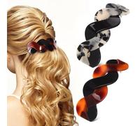 Uonlytech 2pcs Acrylic Flat Hair Clips Lightweight Secure Hold Retro Chic Stylish Hair Clasps for Women Suitable for Hairstyles and Formal Events