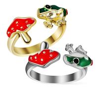 Uonlytech 2Pcs Adjustable Open Frog Rings for Women Female Finger Rings in White Gold and Yellow Gold Elegant Ladies Open End for Daily Wear and Birthday