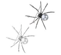 Uonlytech 2pcs Alloy Spider Brooch Pins Set Pearl Accents, Silver White and Gray Colors, Halloween Jewelry Accessories for Women and