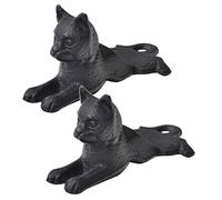 Uonlytech 2pcs Cast Iron Cat Doorstop with Slip Wedge Base Windproof Safety Door Stopper for Home Creative Cat Shape Design for Secure Door Hold Various Floors Vintage Rustic Decor