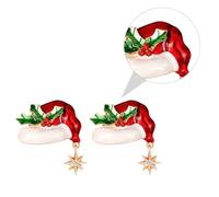Uonlytech 2pcs Christmas Brooch Set Alloy Metal Christmas Hat Pin Diamond Inlay, Xmas Accessories for Clothing and Holiday Wear