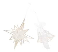Uonlytech 2Pcs Christmas Tree Hanging Bell Ornaments Star Shape Acrylic Xmas Decorations for Holiday Party and Tree Pendant Decor